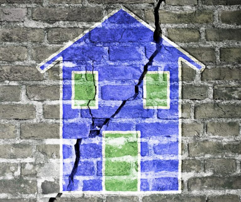 image of a house with a crack in the center