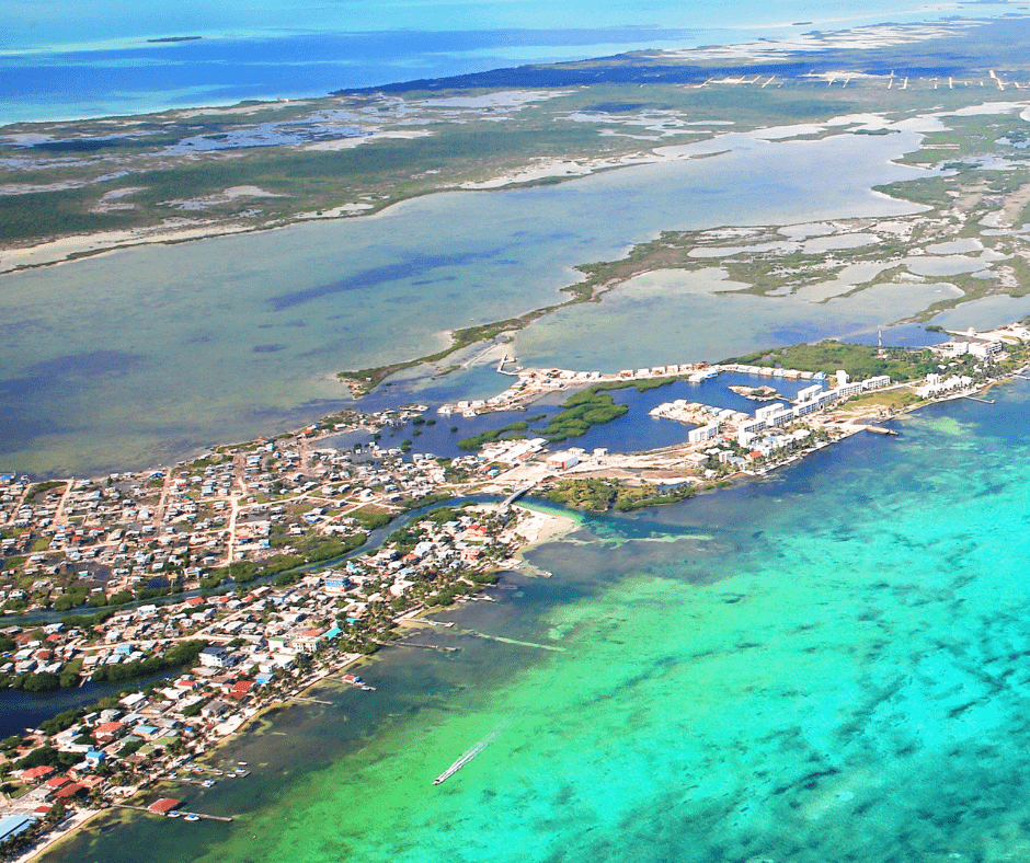 belize aerial shot with reef