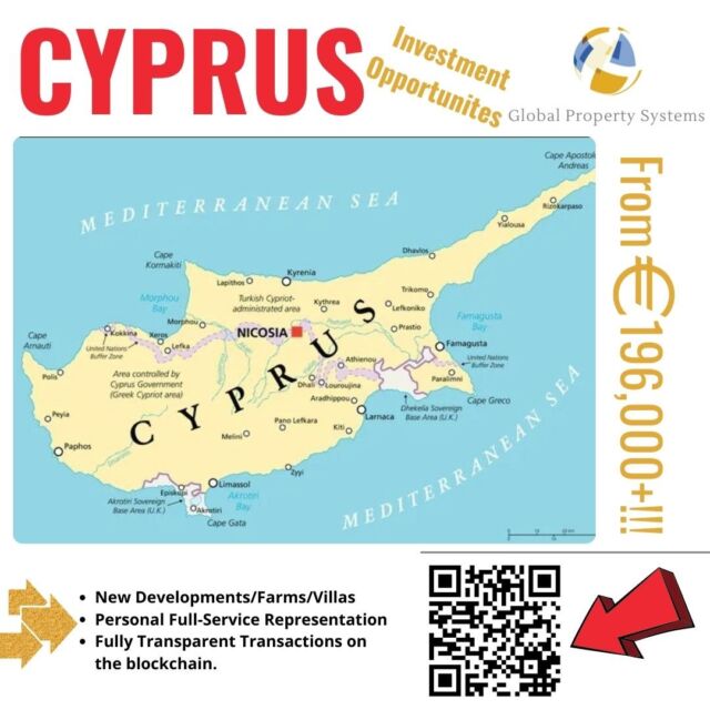 NEW TO GPS - Now we have a trusted partner in CYPRUS. Check out the website by clicking on the QR code to read all about it, or go to www.SearchHomesInCyprus.com and make sure to research all the links.
